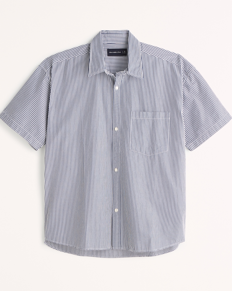 Short-Sleeve Poplin Button-Up Shirt | Abercrombie & Fitch (US)