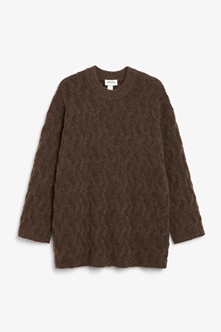 Brown oversized cable knit sweater | Monki
