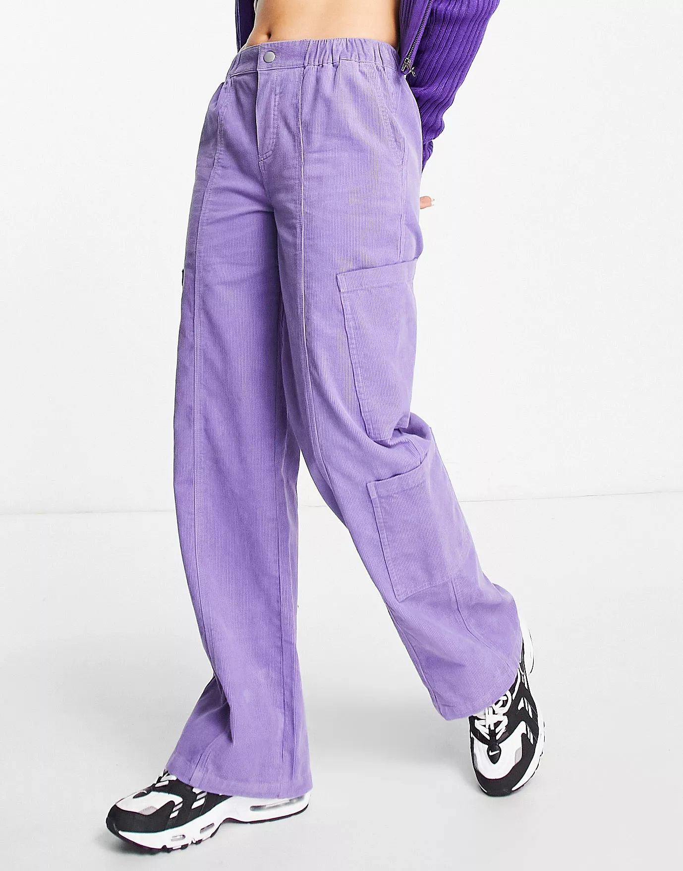 ASOS DESIGN 00's cargo trousers in purple cord | ASOS | ASOS (Global)
