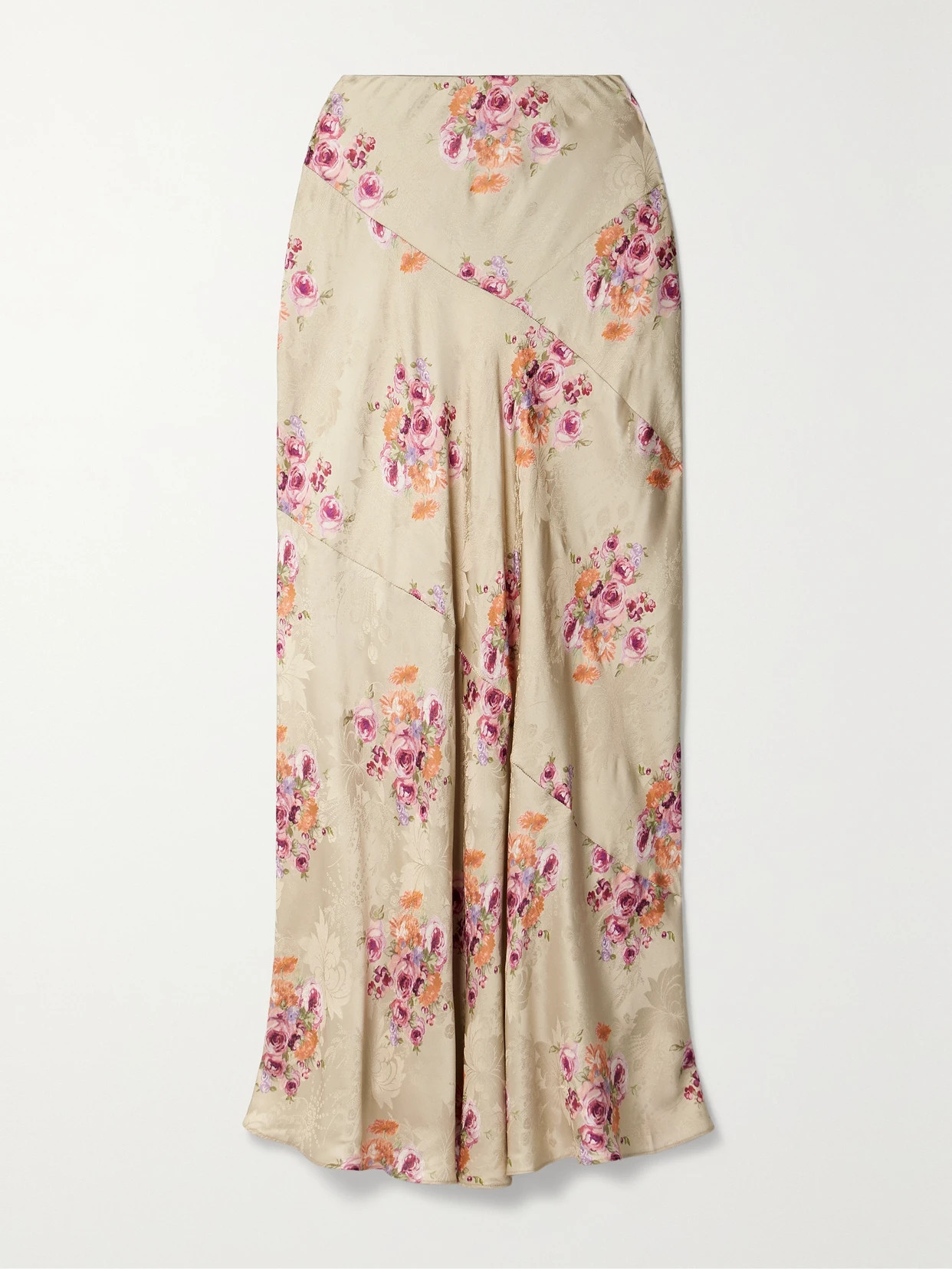 LoveShackFancy - Booker Floral-print Satin-jacquard Maxi Skirt - Neutrals | NET-A-PORTER (US)