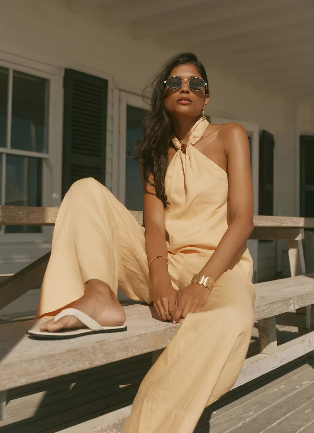 Yellow Linen Halter Top | Mint Velvet