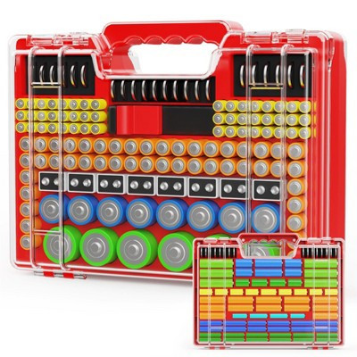 Etokfoks Battery Organizer Storage Case with Tester Holds 260 Batteries AA AAA C D CR2 18650 Button Cell Large 11.8x8.5x3.7 in 1 Piece | Target