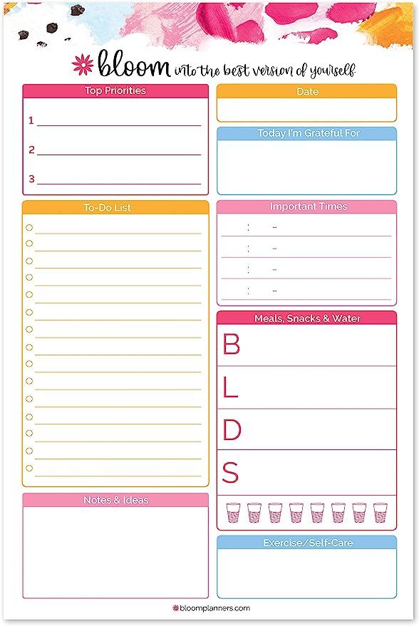 bloom daily planners Daily Planning System Tear Off to-Do Pad - Undated Checklist Notepad Organiz... | Amazon (US)