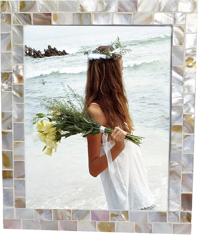 White Picture Frame 8x10 Wedding Picture Frame Mother of Pearl Photo Frames for Wall Hanging or T... | Amazon (US)