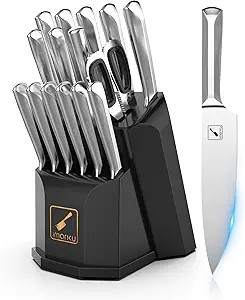 Knife Set, imarku 16 Pcs Kitchen Knife Set with Block, Ultra Sharp Stainless Steel Chef Knife Set... | Amazon (US)