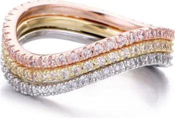 Adornia Set of 3 Cubic Zirconia Tri-Tone Curved Eternity Band Rings | Nordstromrack | Nordstrom Rack