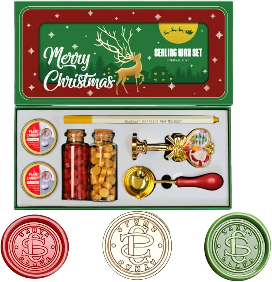 Christmas Wax Seal Stamp Kit, Atopbb Santa Claus Northpole Official Seal Wax Seal Kit with Christ... | Amazon (US)