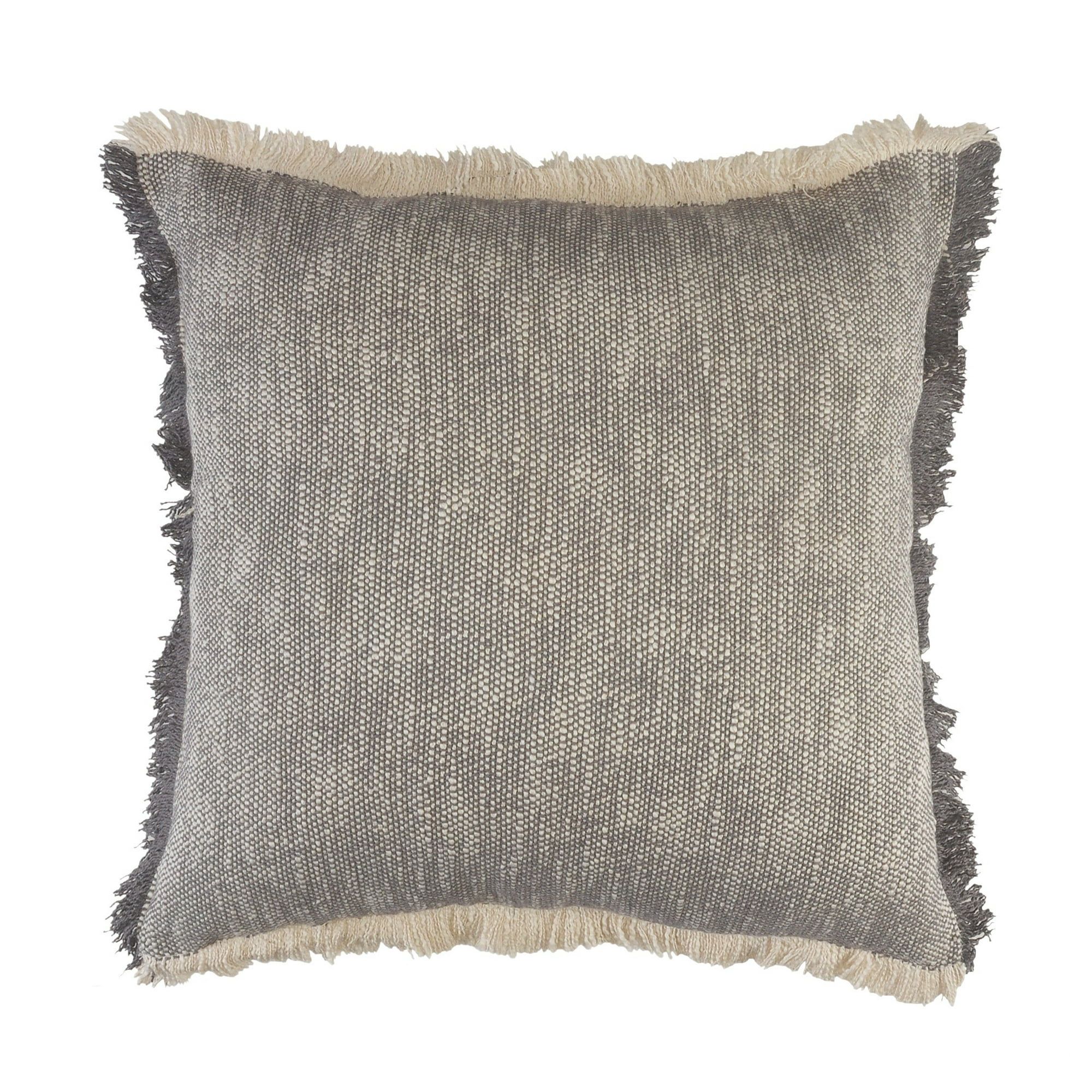 Ox Bay Neutral Two-Tone Fringe Woven Throw Pillow, 20" Square, Gray / White, Count per Pack 1 | Walmart (US)