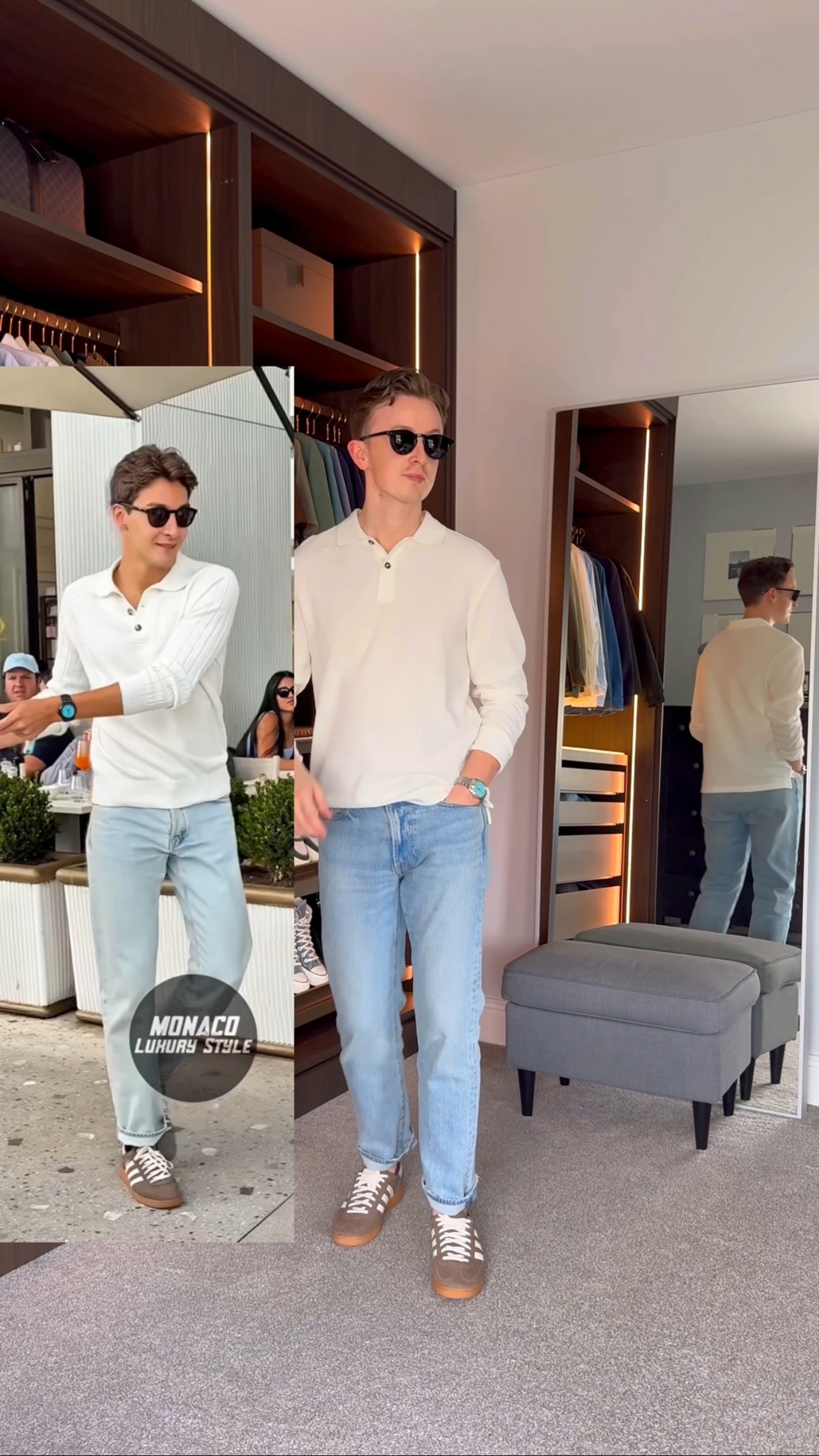 Spotted in Monaco🏎️ let’s recreate the perfect casual look by @georgerussell63 

Jeans @abercrombie 
Polo @hm
Shoes @adidas (via @asos) 
Sunglasses @oliverpeoples 

#georgerussell #mensfashion #outfitideas #f1 #monaco