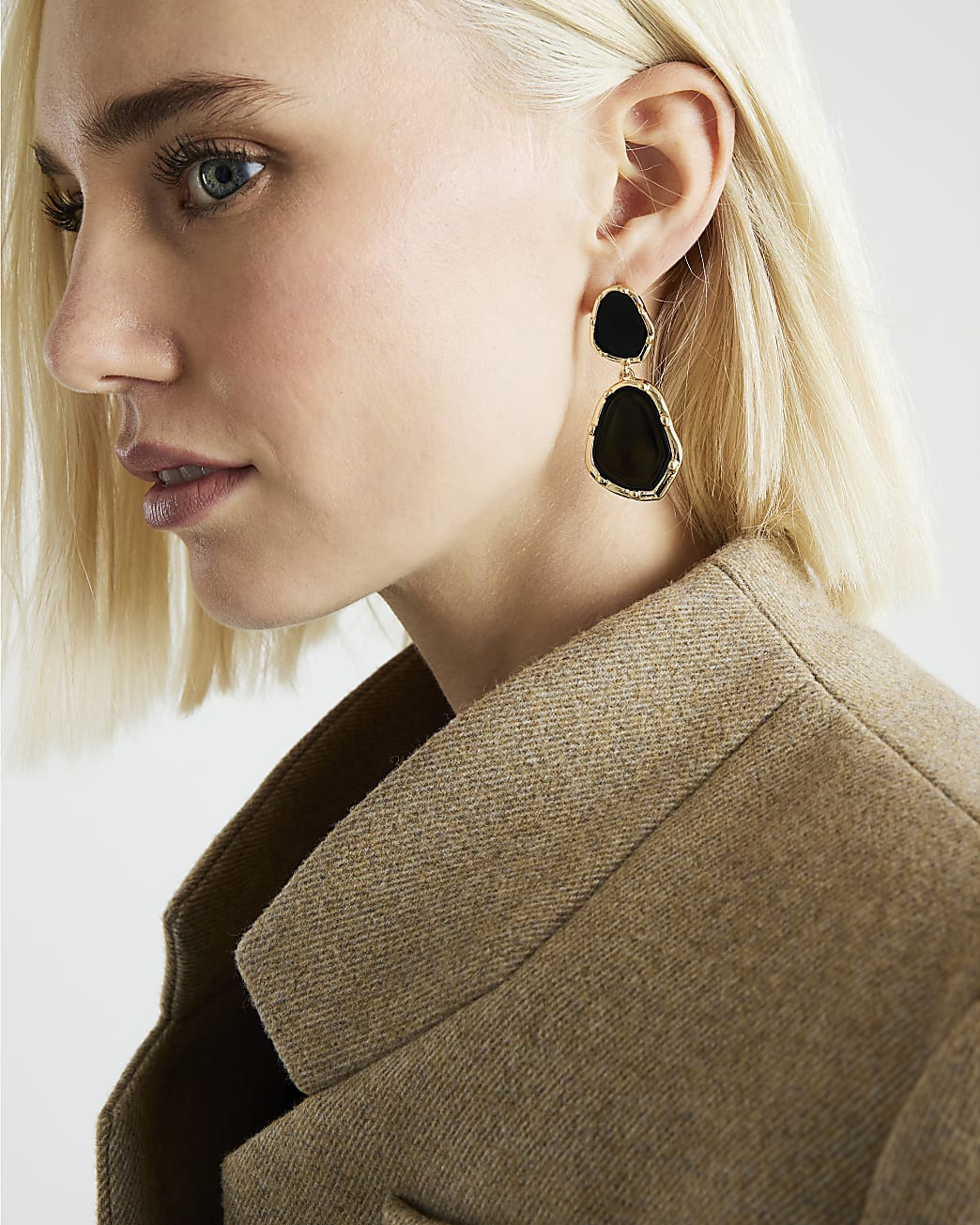 Black Stone Drop Earrings | River Island UK & IE