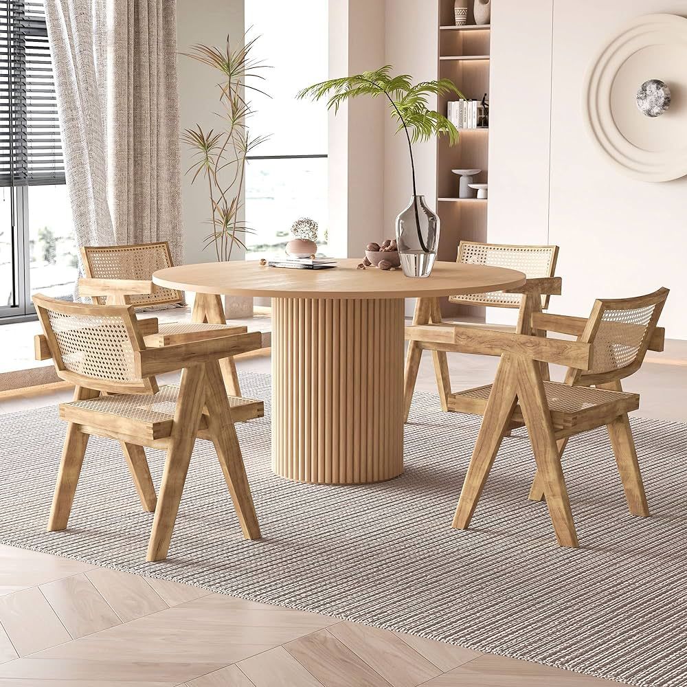 Round Dining Table Modern Wood Kitchen Table 48" Circular Tabletop for Leisure Coffee Table | Amazon (US)