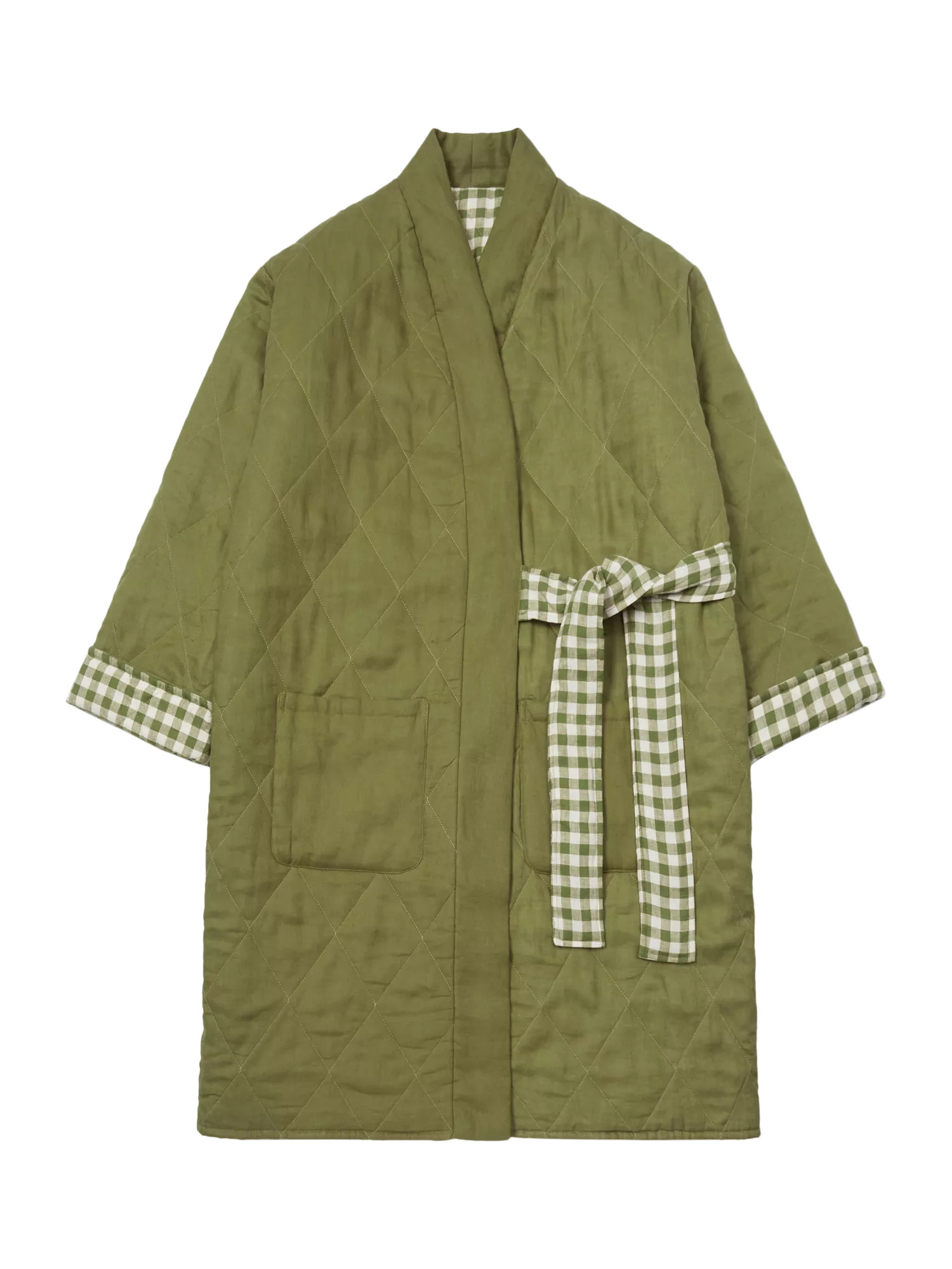 Piglet in BedReversible Gingham Linen Housecoat Dressing Gown | John Lewis (UK)