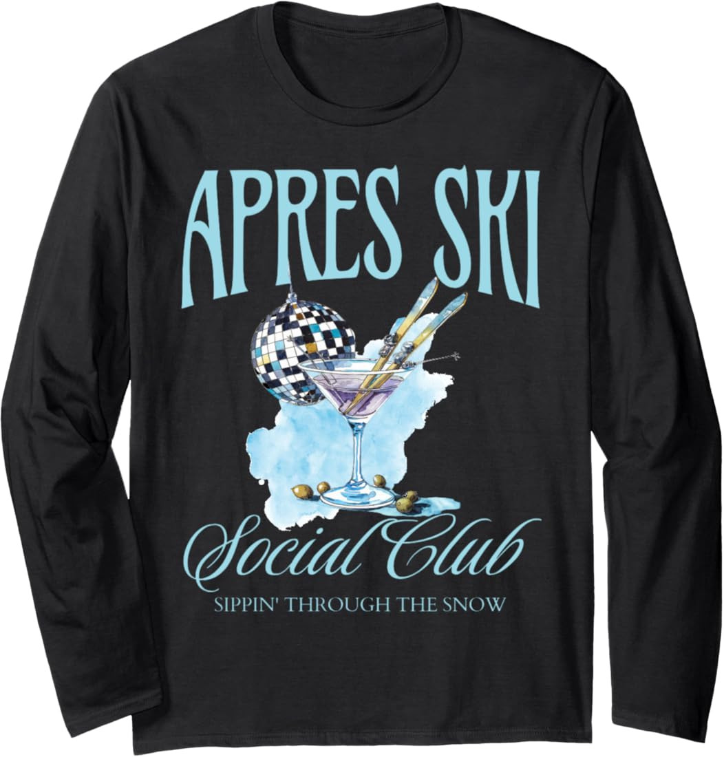 Apres Ski Social Club Drinking Party Womens Winter Sport Top Long Sleeve T-Shirt | Amazon (US)