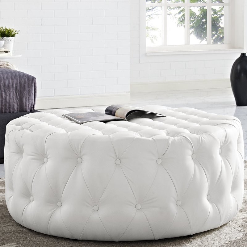 Amour Cocktail Ottoman Upholstery Color: White, Upholstery Material: Vinyl | Wayfair North America
