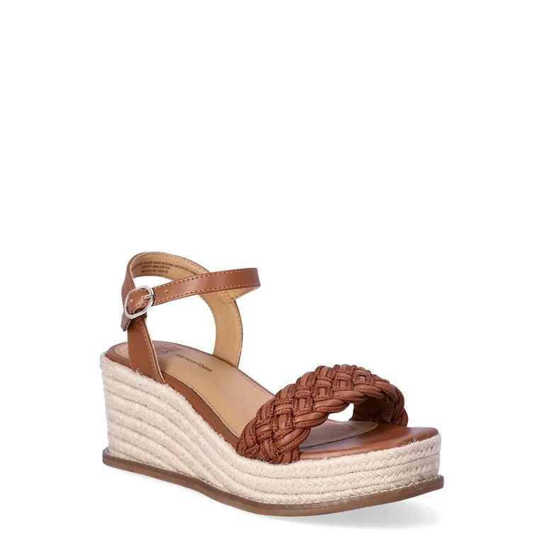 Time and Tru Women’s Braided Wedge Sandals (Wide Width Available) | Walmart (US)
