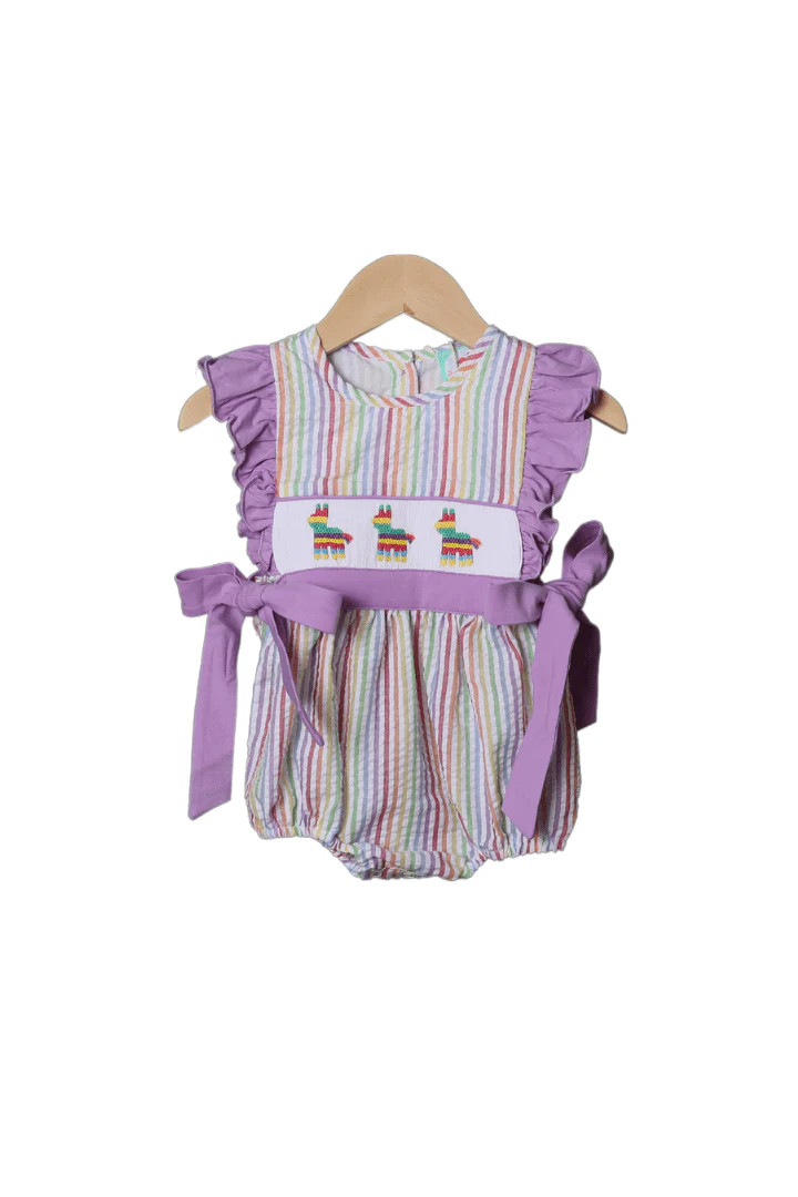 Smocked Fiesta Seersucker Bow Bubble | The Smocked Flamingo