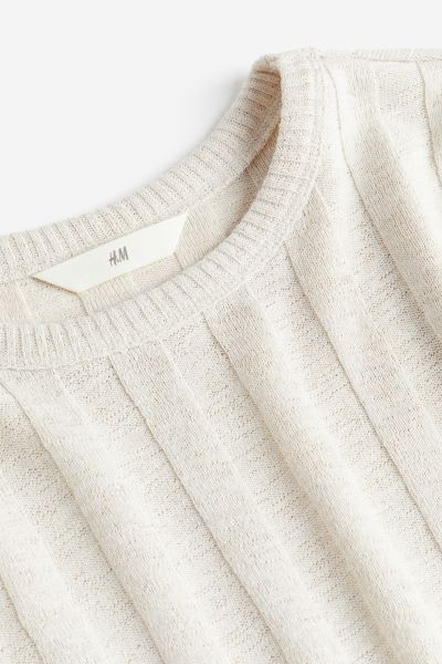 Shirt in Rippstrick - Dunkelbeigemeliert - Ladies | H&M AT | H&M (DE, AT, CH, NL, FI)