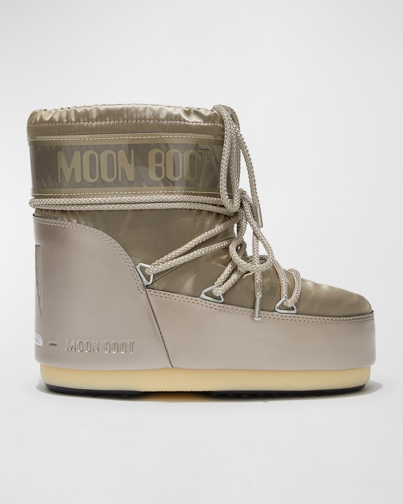 Moon Boot Icon Bicolor Lace-Up Short Snow Boots | Neiman Marcus