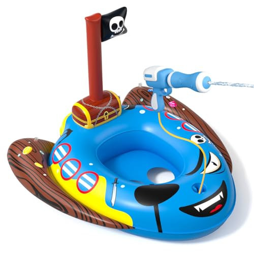 AZDYJL Kids Pool Floats with Water Gun, Pirate Ship Toddler Inflatable Pool Toys for Kids Age 3-8 Years Old, Summer Outdoor Water, Beach, Swimming Pool Toys Gift for Boys and Girls | Amazon (US)