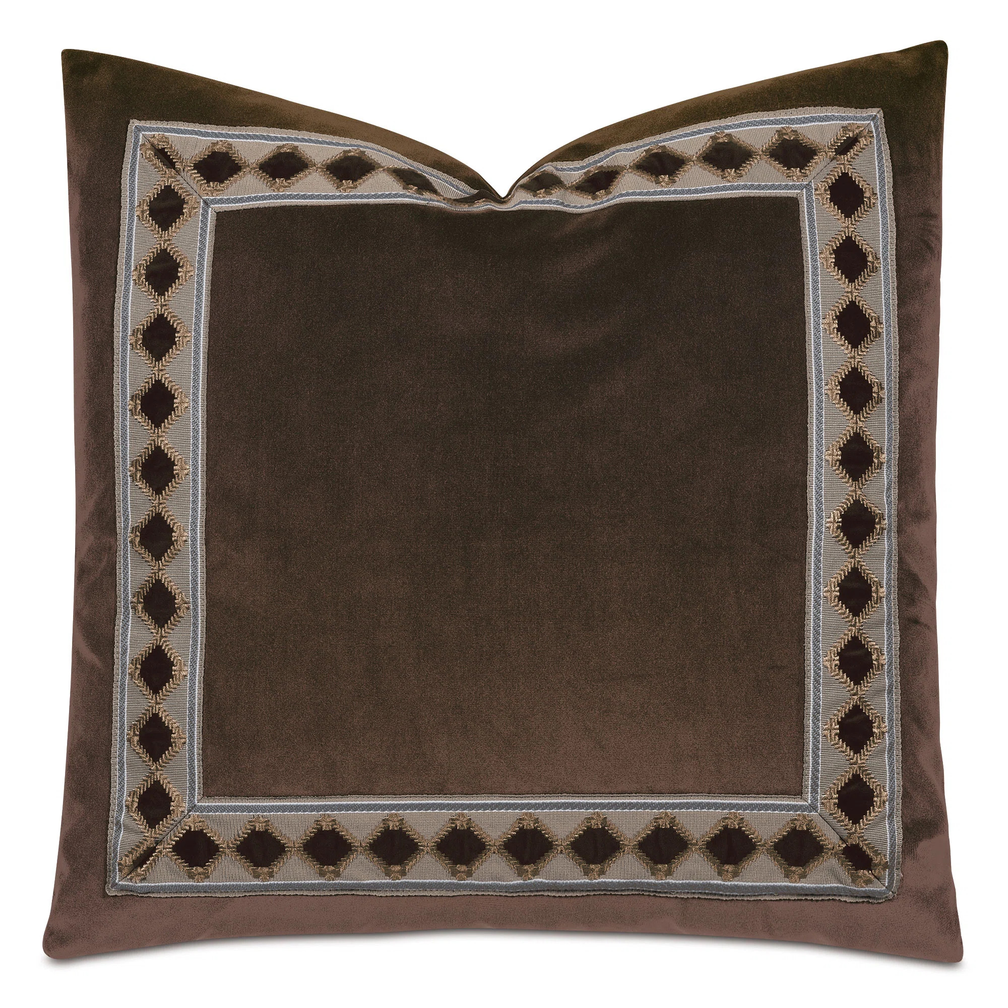 Uma Diamond Border Decorative Pillow In Brown | Perigold