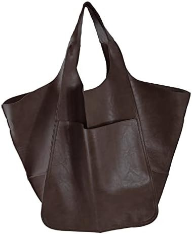 KlaOYer Oversized Leather Tote Bag Huge Capacity Work Hobo Pu Leather Bucket Purse And Handbag La... | Amazon (US)