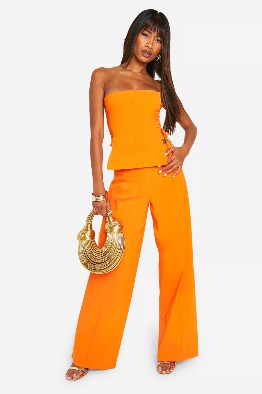 Super Stretch Seam Detail Wide Leg Pants | boohoo (US & Canada)