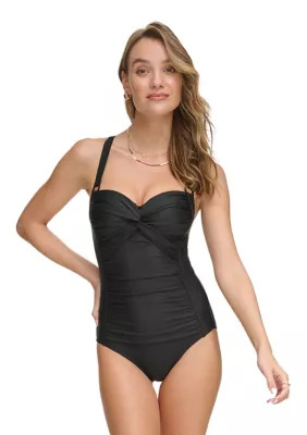 Princess Seam Twist Front One Piece Swimsuit | Belk