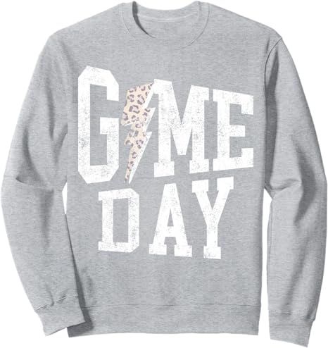 Game Day Retro Leopard Bolt Lightning Cheetah Cute for Games Sweatshirt | Amazon (US)