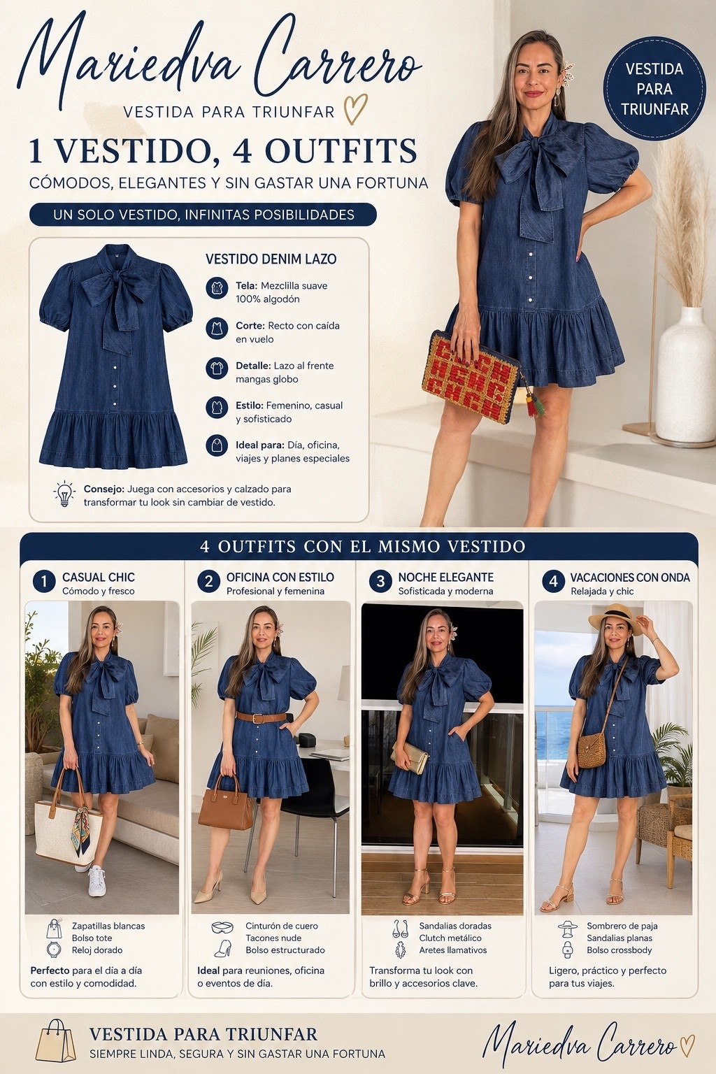 El vestido perfecto sí existe 💙
Este vestido denim con lazo es cómodo, femenino y súper versátil. Hoy te muestro 4 formas elegantes de usarlo sin gastar una fortuna. @walmartfavs

#LTKdayinmylife #LTKvlog #LTKstorytime