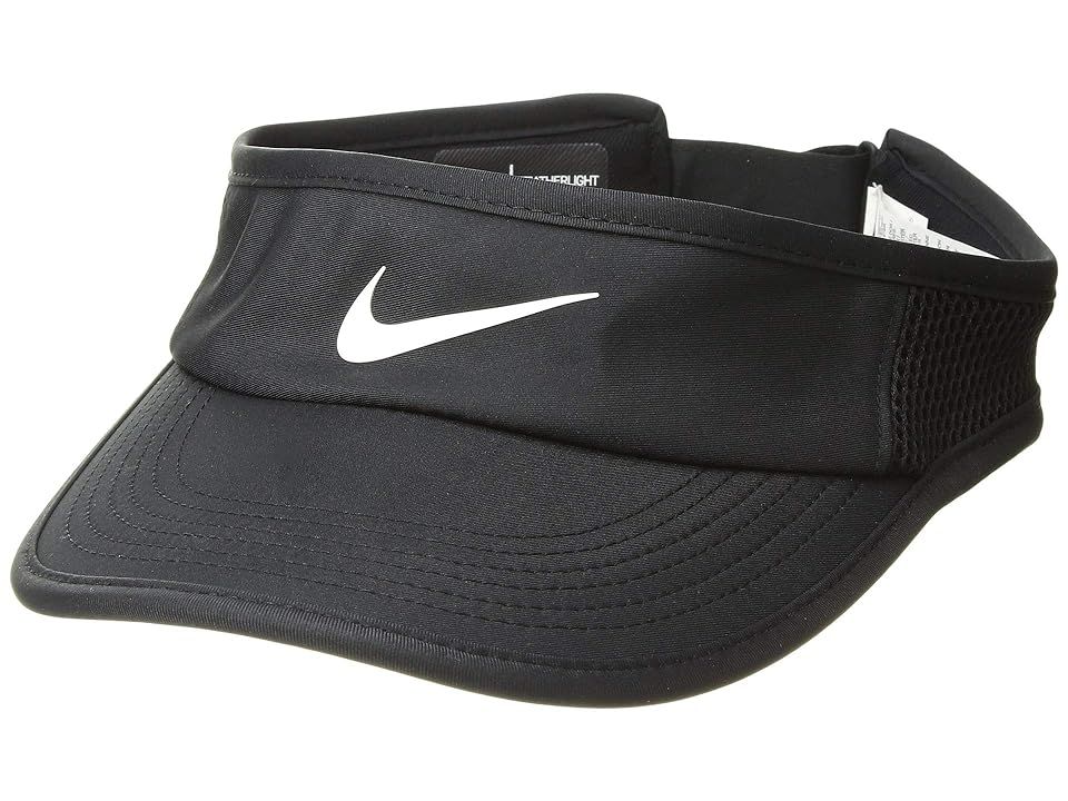 Nike Aerobill Featherlight Adjustable Visor (Black/Black/Black/White) Casual Visor | Zappos