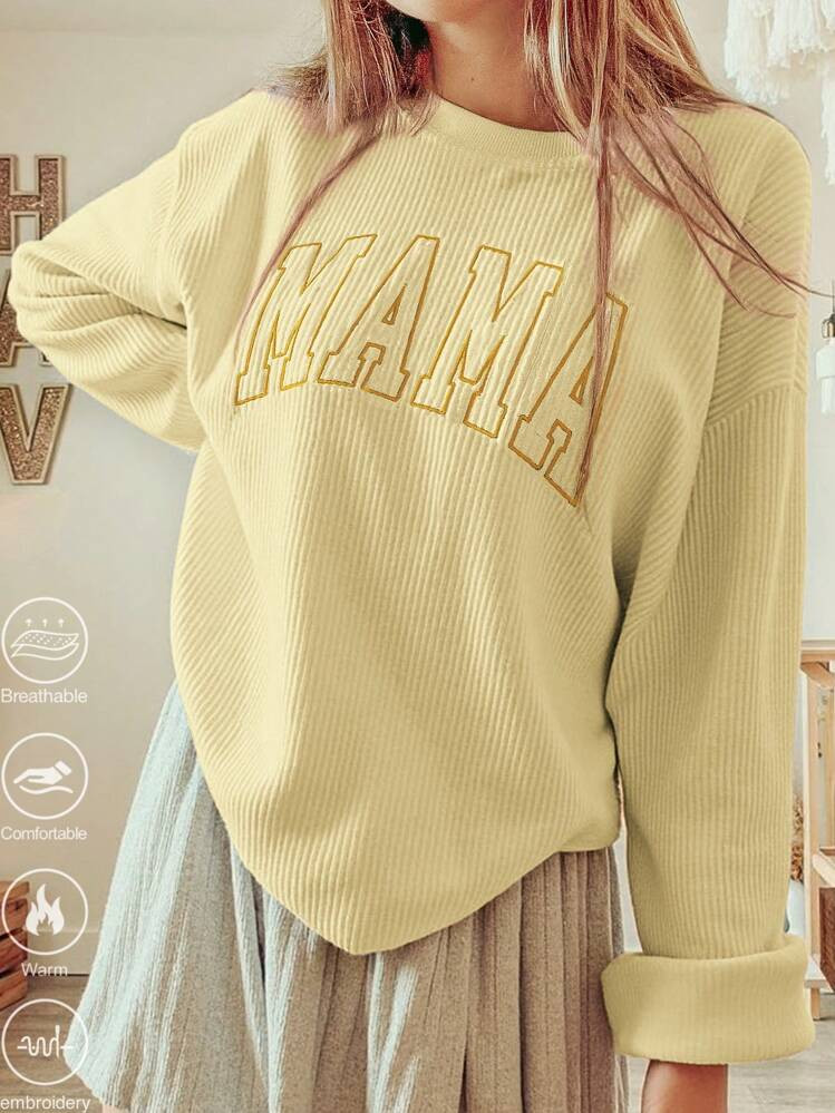 INAWLY Loose Fit Women Mama Letter Embroidery Print Sweatshirt, Autumn/Winter | SHEIN