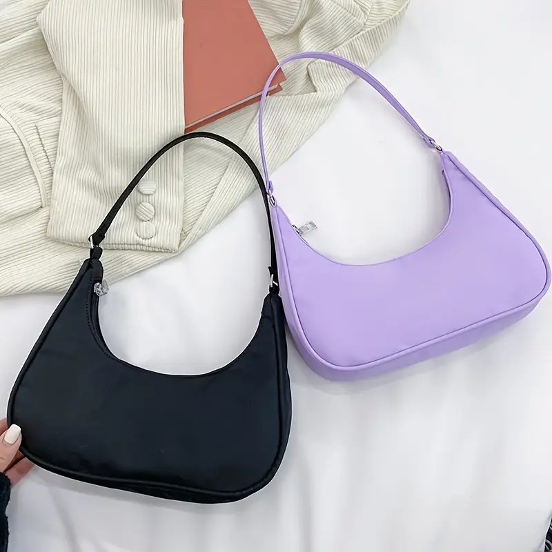 Nylon Minimalist Hobo Bag Women's Solid Color Shoulder Bag - Temu | Temu Affiliate Program
