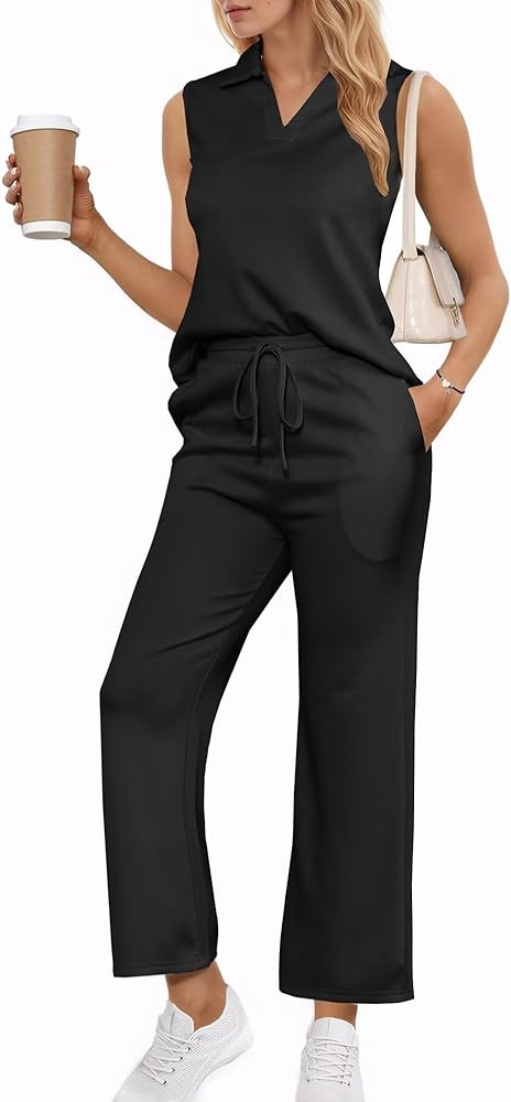 Adogirl 2 Piece Casual Pants Sets for Women Summer Two Piece Outfits Sleeveless Vacation Tank Top... | Amazon (US)