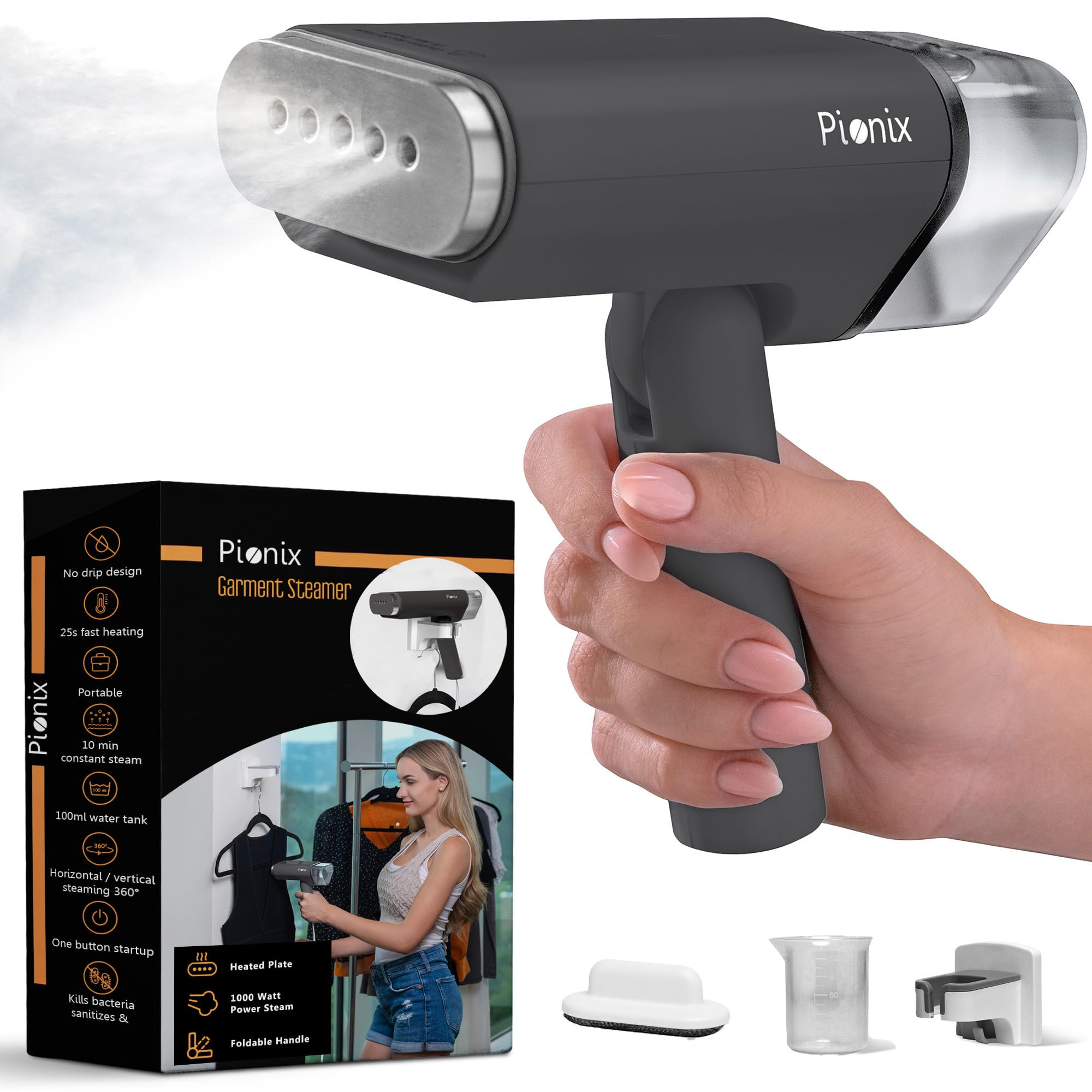 Pionix Handheld Garment Steamer - Foldable Handheld Steamer Clothes, 2-in-1 Horizontal & Vertical... | Amazon (US)