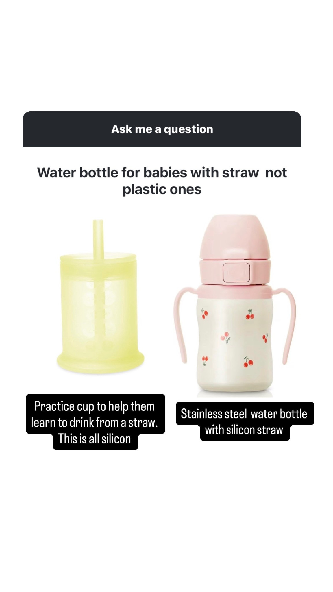 Plastic free Baby water bottles. Silicon practice cup and stainless steel water bottle for babies 

#LTKKids #LTKFindsUnder50 #LTKBaby