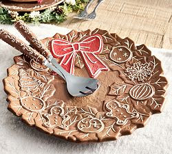 Gingerbread Wreath Stoneware Serving Platter | Pottery Barn (US)