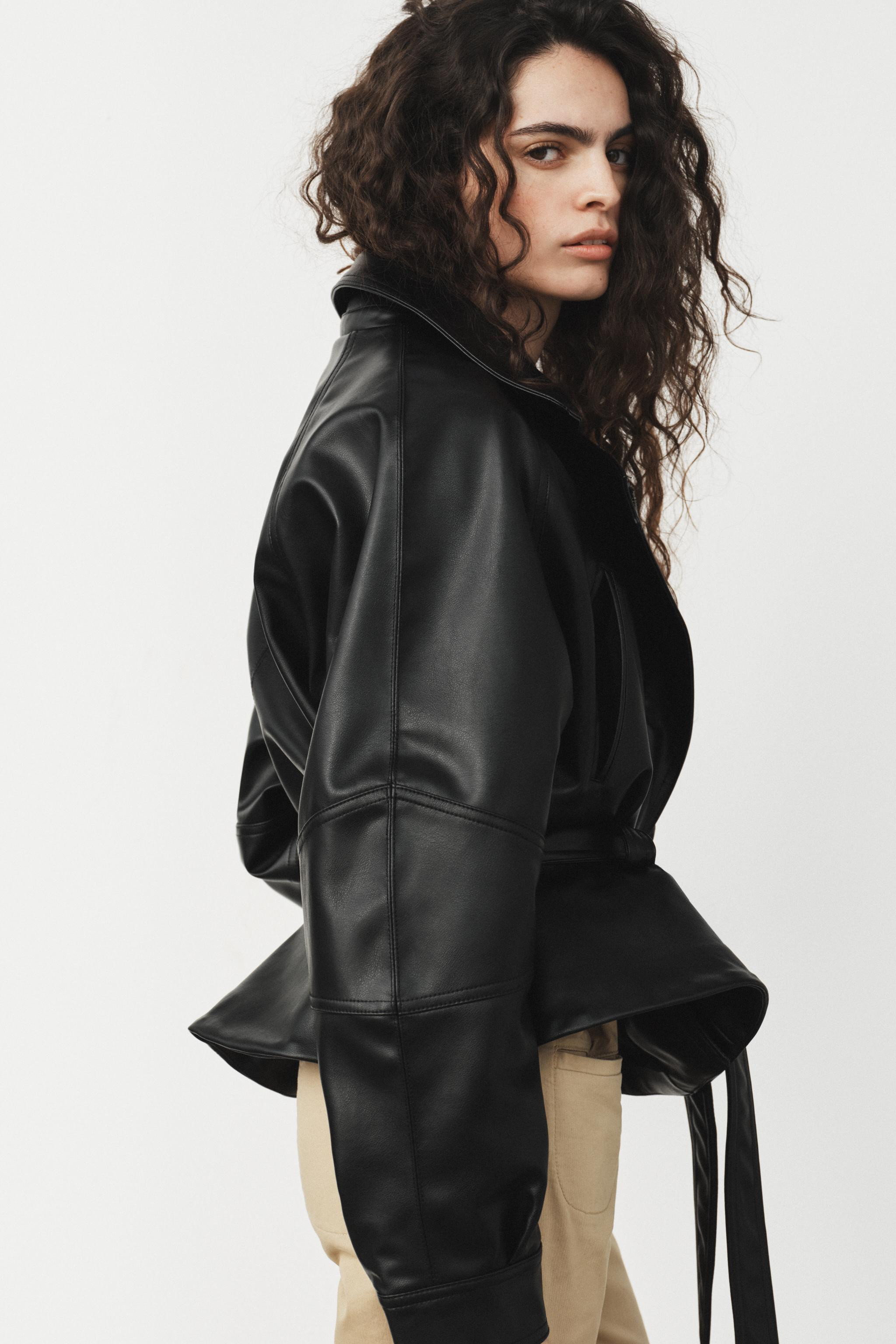 FAUX LEATHER JACKET WITH BELT | Zara US
