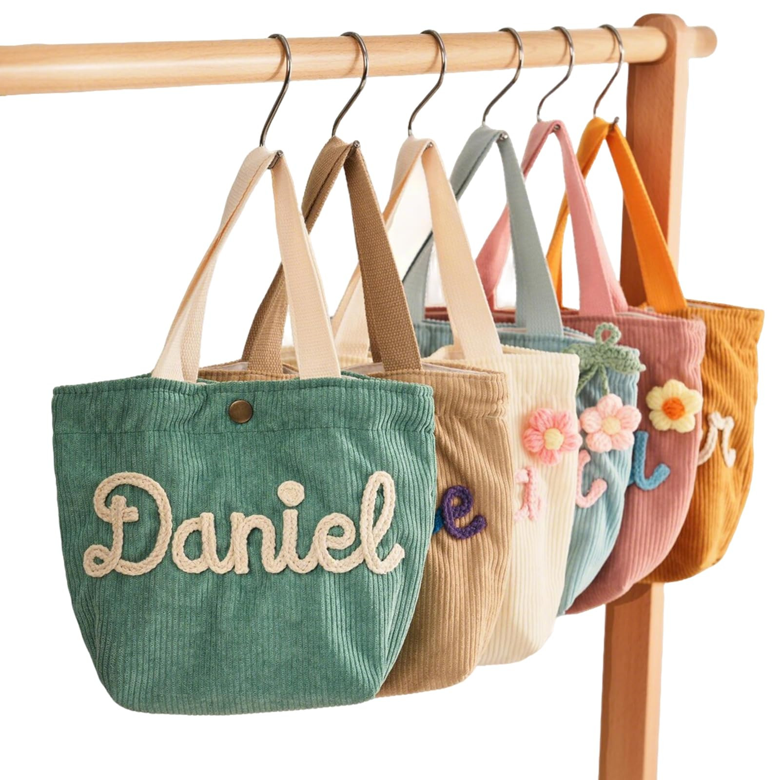 Custom Embroidered Corduroy Lunch Bag - Personalized Tote with Yarn Name & Decorative Accents - I... | Amazon (US)