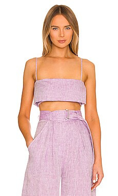 MATTHEW BRUCH Structured Bandeau Crop Top in Lavender Melange Linen from Revolve.com | Revolve Clothing (Global)