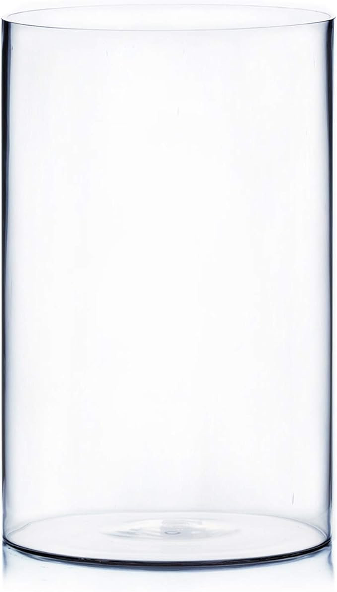 WGV Cylinder Vase, Width 10", Height 16", Clear Wide Large Diameter Flower Glassware, Floral Cont... | Amazon (US)