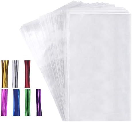 100 Cello Cellophane Treat Bags(1.8mil.),7X12in Big OPP Clear Plastic Bags For Bakery,Popcorn,Coo... | Amazon (US)