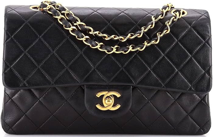 Amazon.com: Chanel, Pre-Loved Vintage Classic Double Flap Bag Quilted Lambskin Medium, Black : Am... | Amazon (US)
