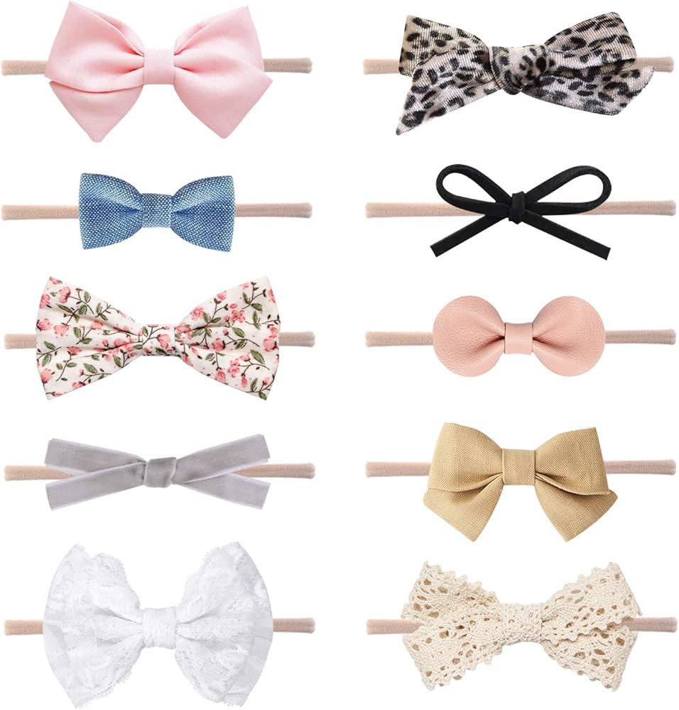 LittleJoJo Baby Girl Headbands and Bows, Newborn Infant Toddler Nylon Hairbands Hair Accessories | Amazon (US)