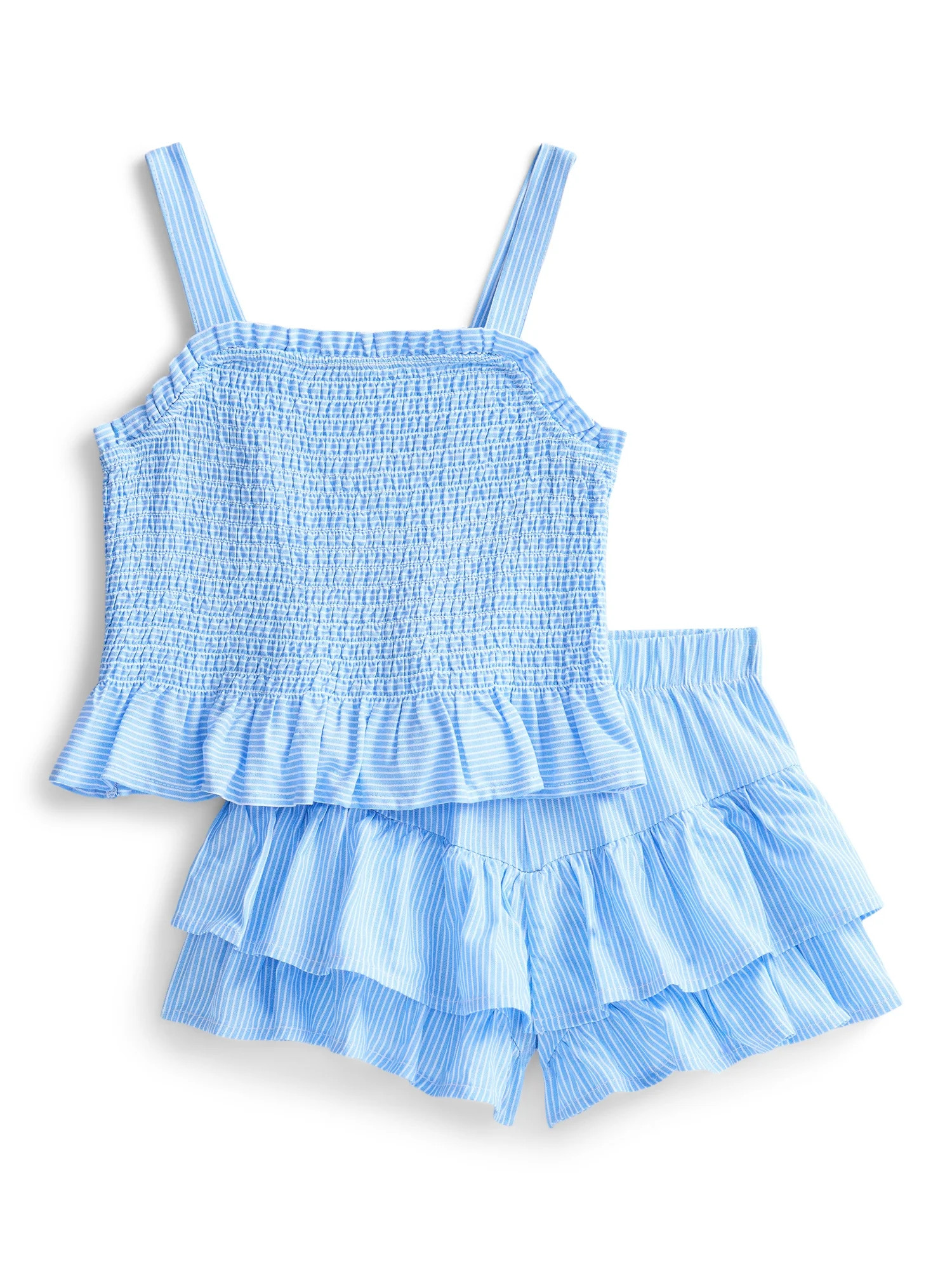 Wonder Nation Toddler Girls Tank Top and Shorts Outfit Set, 2-Piece, Sizes 12M-5T | Walmart (US)