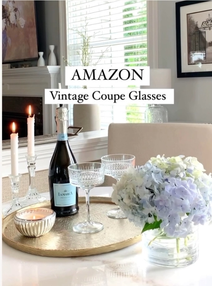 Pretty vintage coupe glasses set of 4 $29! Use for your favorite summer cocktail! Marble bistro table back in stock on sale! Shop more glassware, brass trays, glass candleholders, glass vases. Amazon home, Wayfair, Walmart. Summer entertaining. Amazon finds

#LTKhome #LTKunder50 #LTKsalealert