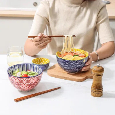 Ceramic Ramen Bowls Set, 15 OZ Noodle Bowls For Kitchen With Chopsticks, Deep Soup Bowls For Japanese Ramen Udon Soba, Microwave Dishwasher Safe, Gift | Wayfair North America