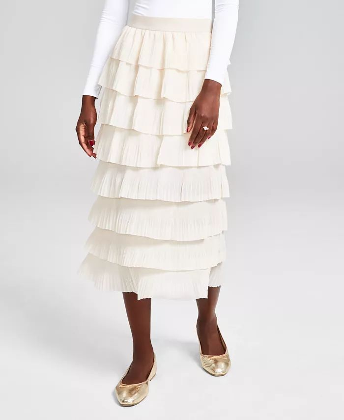Women's Tiered Pull-On Midi Skirt, Created for Macy's | Macy's