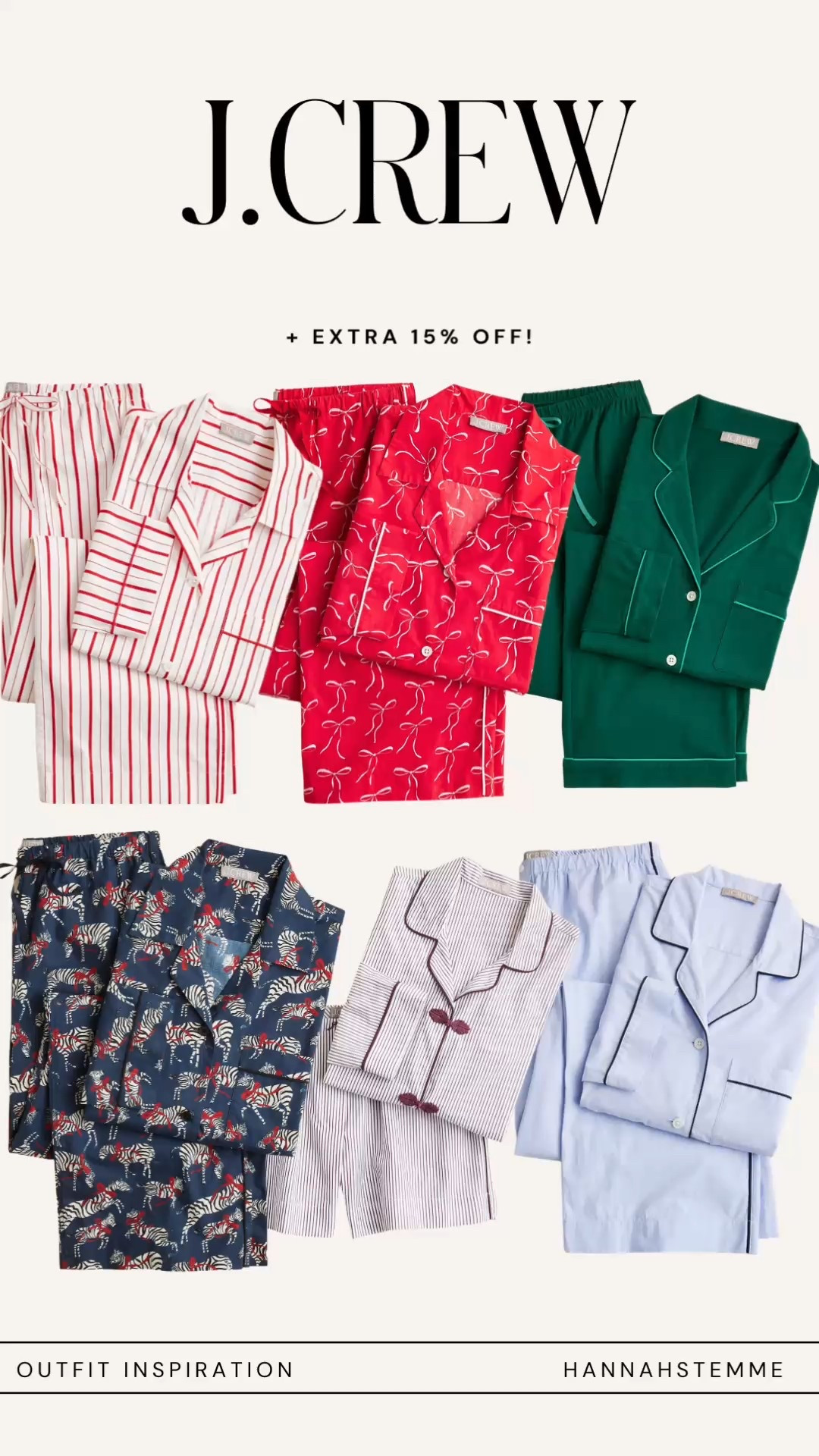🎄✨ J.Crew Holiday Pajama Sale! ✨🎄
40% off + extra 15% off = the BEST time to grab matching family pajamas!
Comfy, classic, and perfect for Christmas morning photos. 👨‍👩‍👧🎁

🛍️ Linked on LTK: matching sets, kid options, and maternity-friendly picks too.

📌 Search Keywords:
holiday pajamas • family Christmas PJs • J.Crew pajamas • matching pajamas • cozy winter pajamas • gift ideas for moms • Christmas family outfits

👚 Favorites:
❤️ Candy Cane Stripes
💚 Green Piped Set (so luxe!)
🎁 Red Bow Print (festive + adorable!)

📲 Shop them all here → @HannahStemme on LTK
