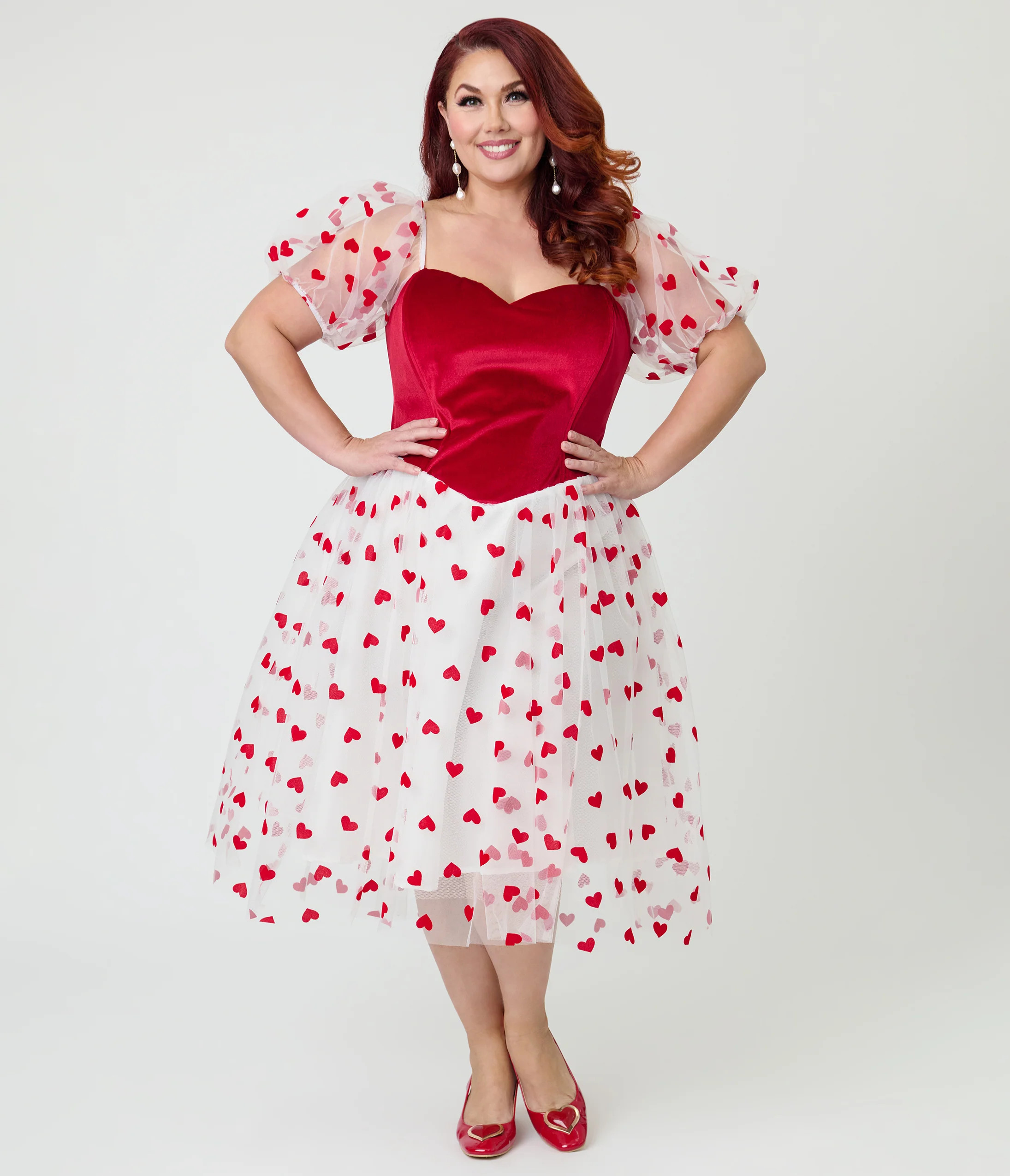 Barbie x Unique Vintage Plus Size Red Hearts Loving You Swing Dress | Unique Vintage - North America