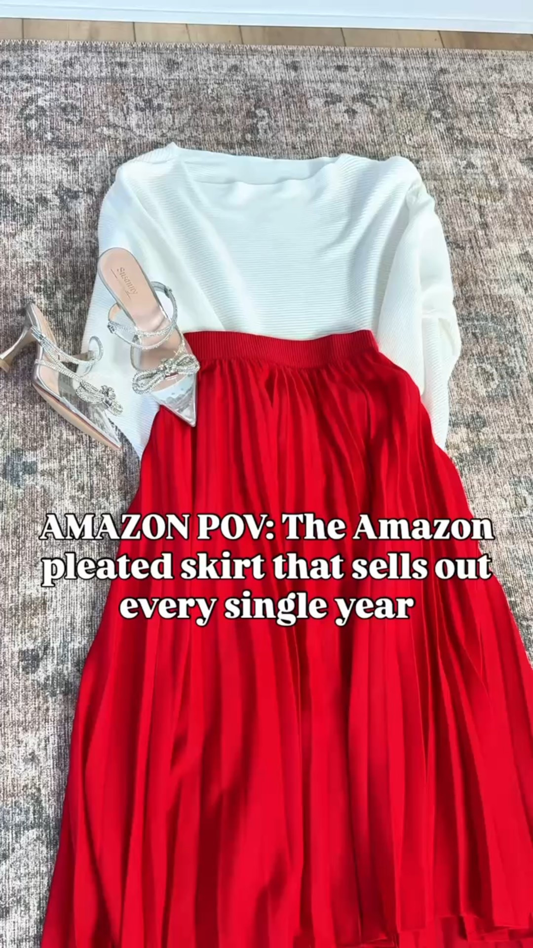 Christmas party outfit. Holiday party outfit. Christmas outfit. Love this Amazon pleated skirt (XS, exact one is first one linked)! This style is perfect for a holiday party. Pair it with a bodysuit or sweater and heels for a chic look. Also, don't forget a sparkly clutch! Bow heels are TTS. 


#LTKHoliday #LTKWedding #LTKSeasonal